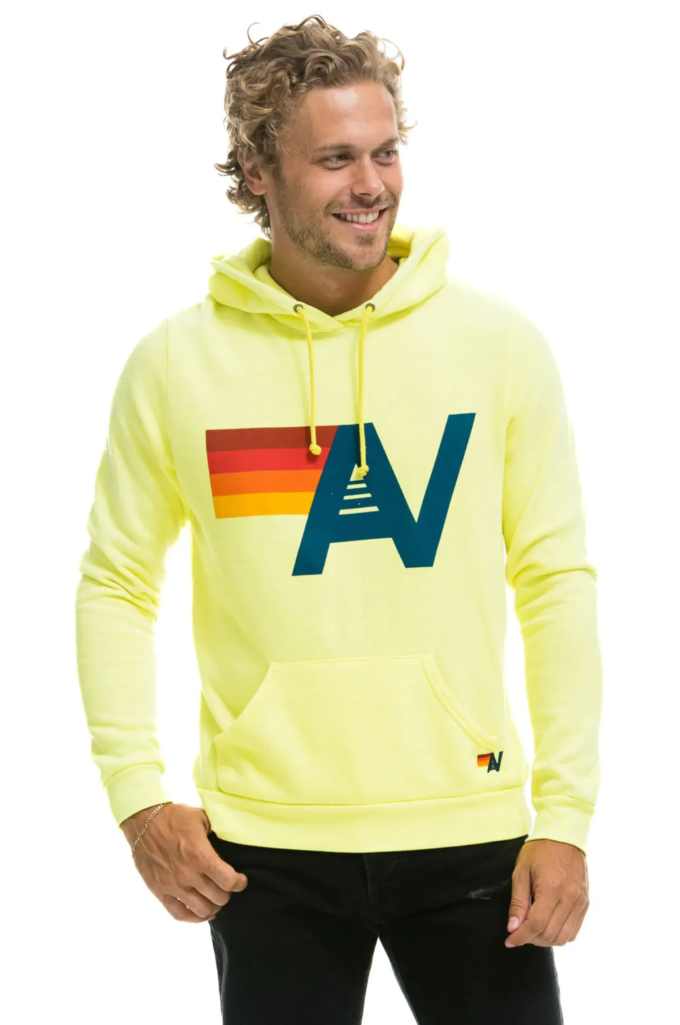 Aviator Nation LOGO PULLOVER UNISEX HOODIE - NEON YELLOW