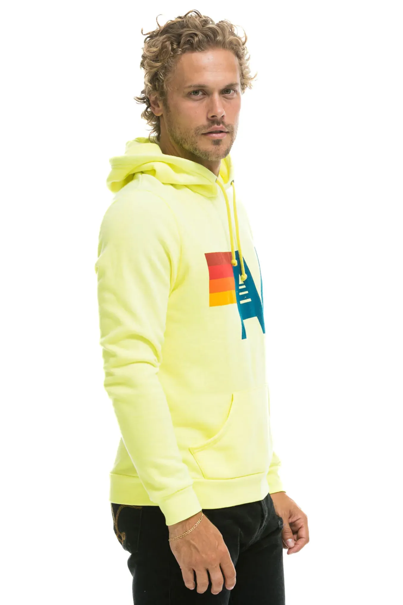 Aviator Nation LOGO PULLOVER UNISEX HOODIE - NEON YELLOW
