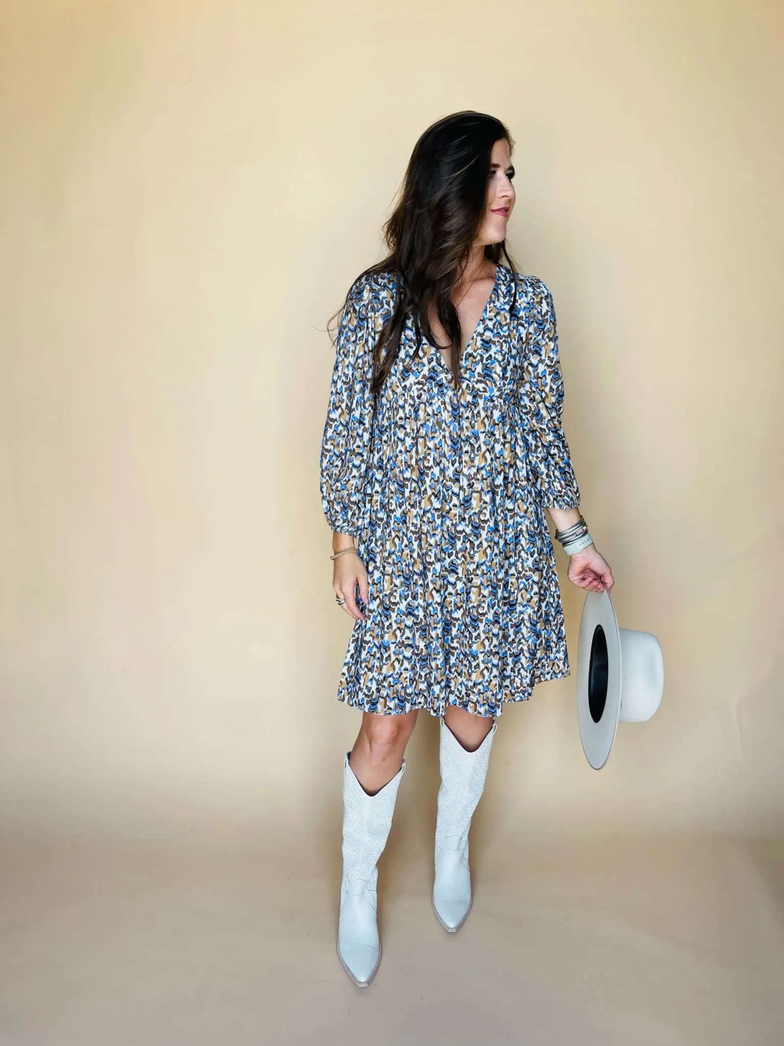 Beige Print Dress