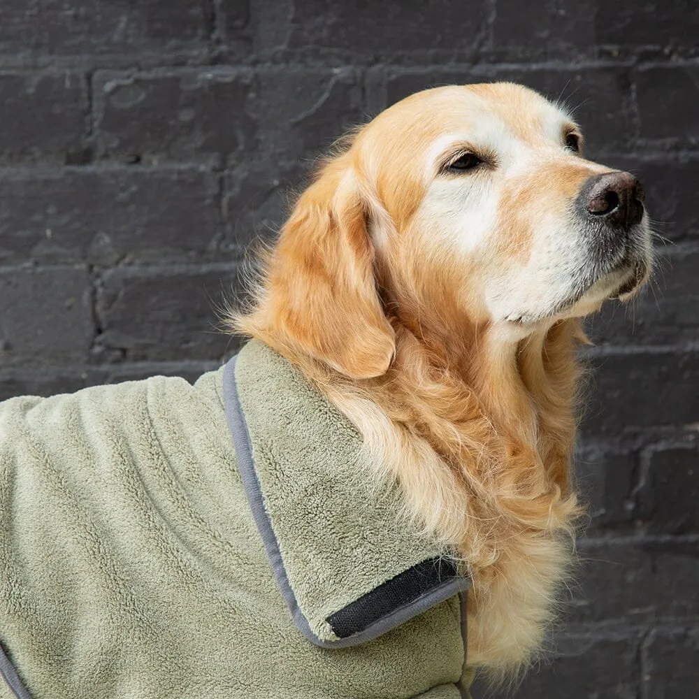 Expedition Deluxe Noodle & Microfibre Dog Drying Coat - Khaki Green