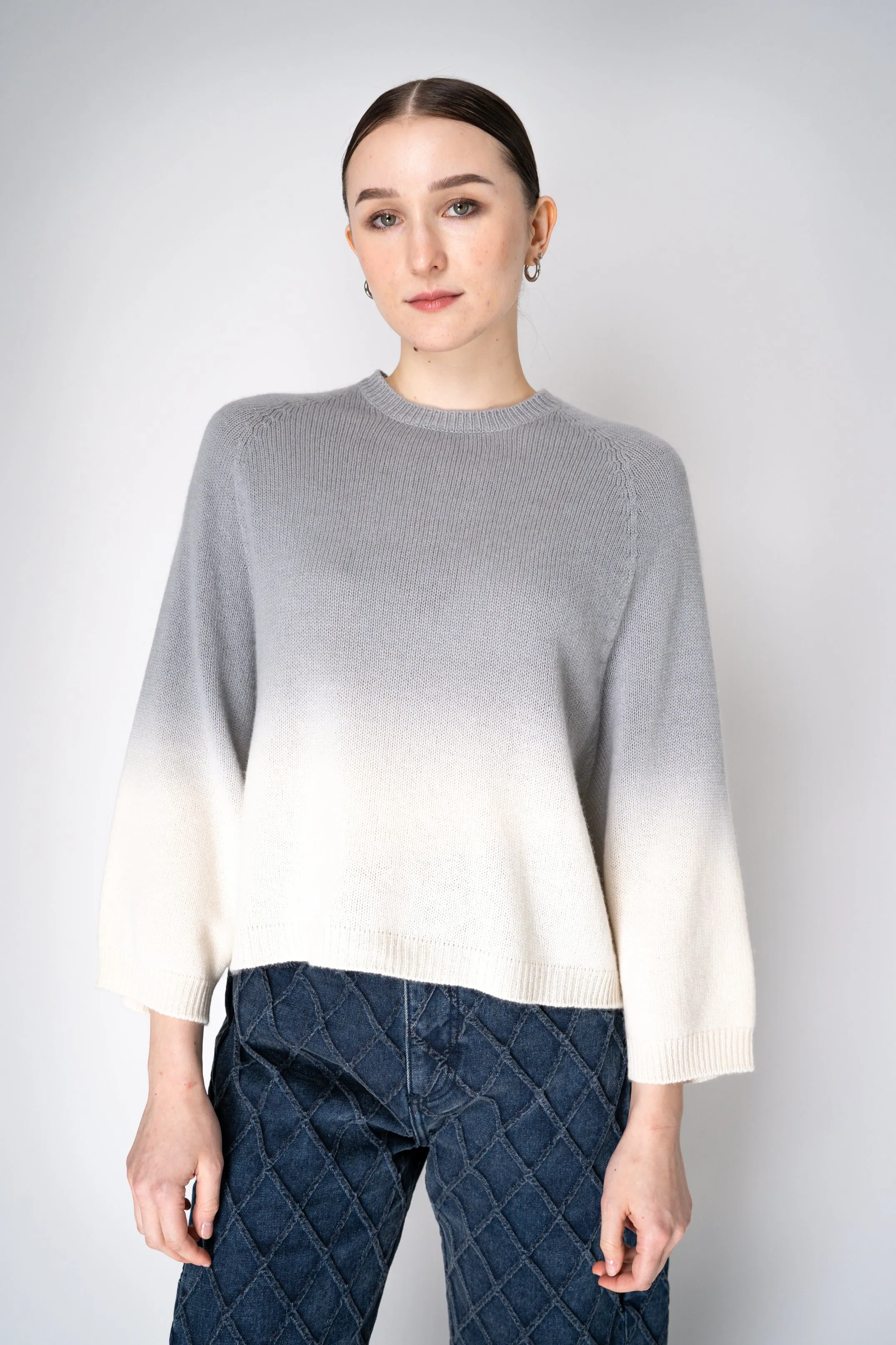 Fabiana Filippi Cashmere Blend Cropped Knit Pullover in Grey Gradient Design