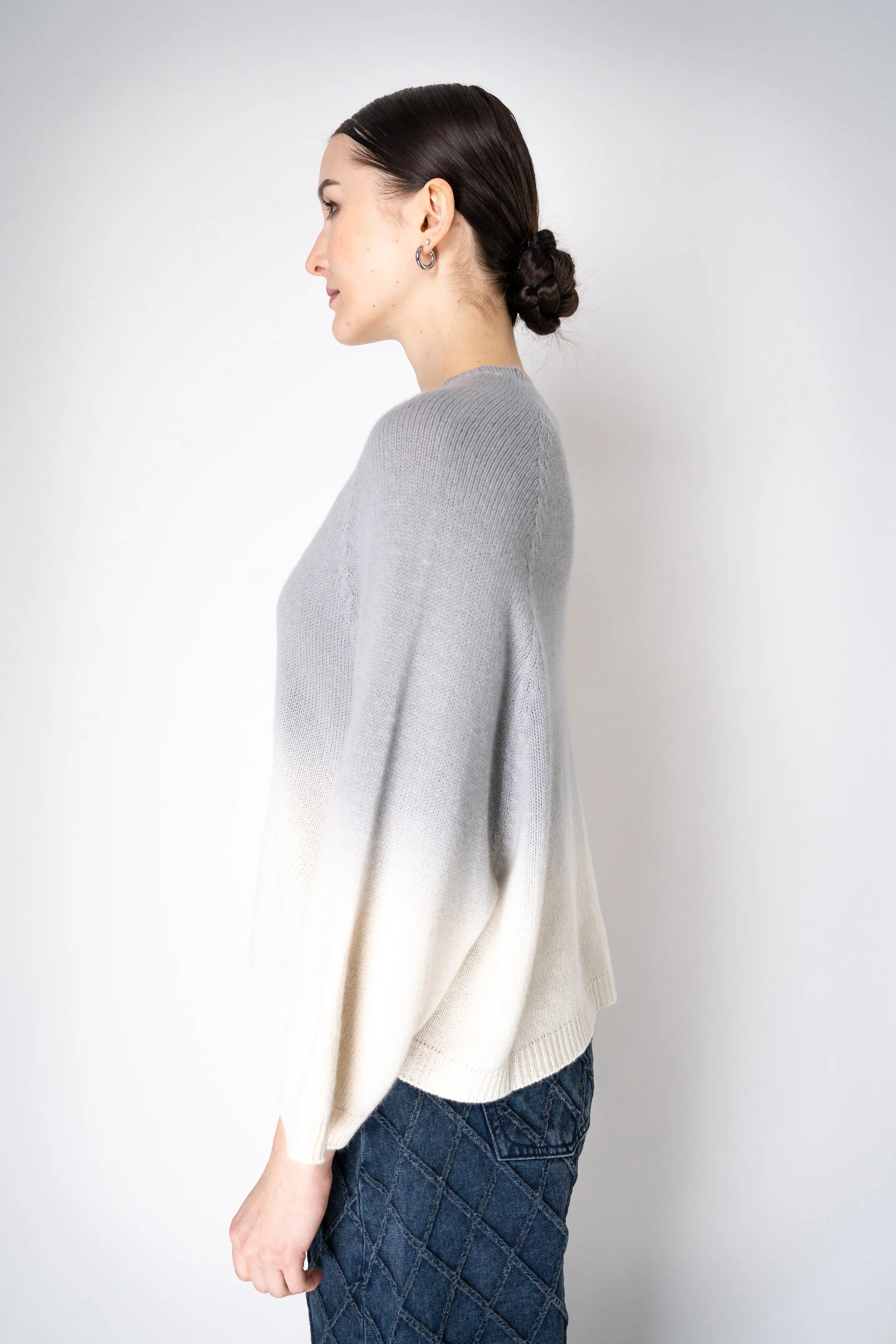 Fabiana Filippi Cashmere Blend Cropped Knit Pullover in Grey Gradient Design