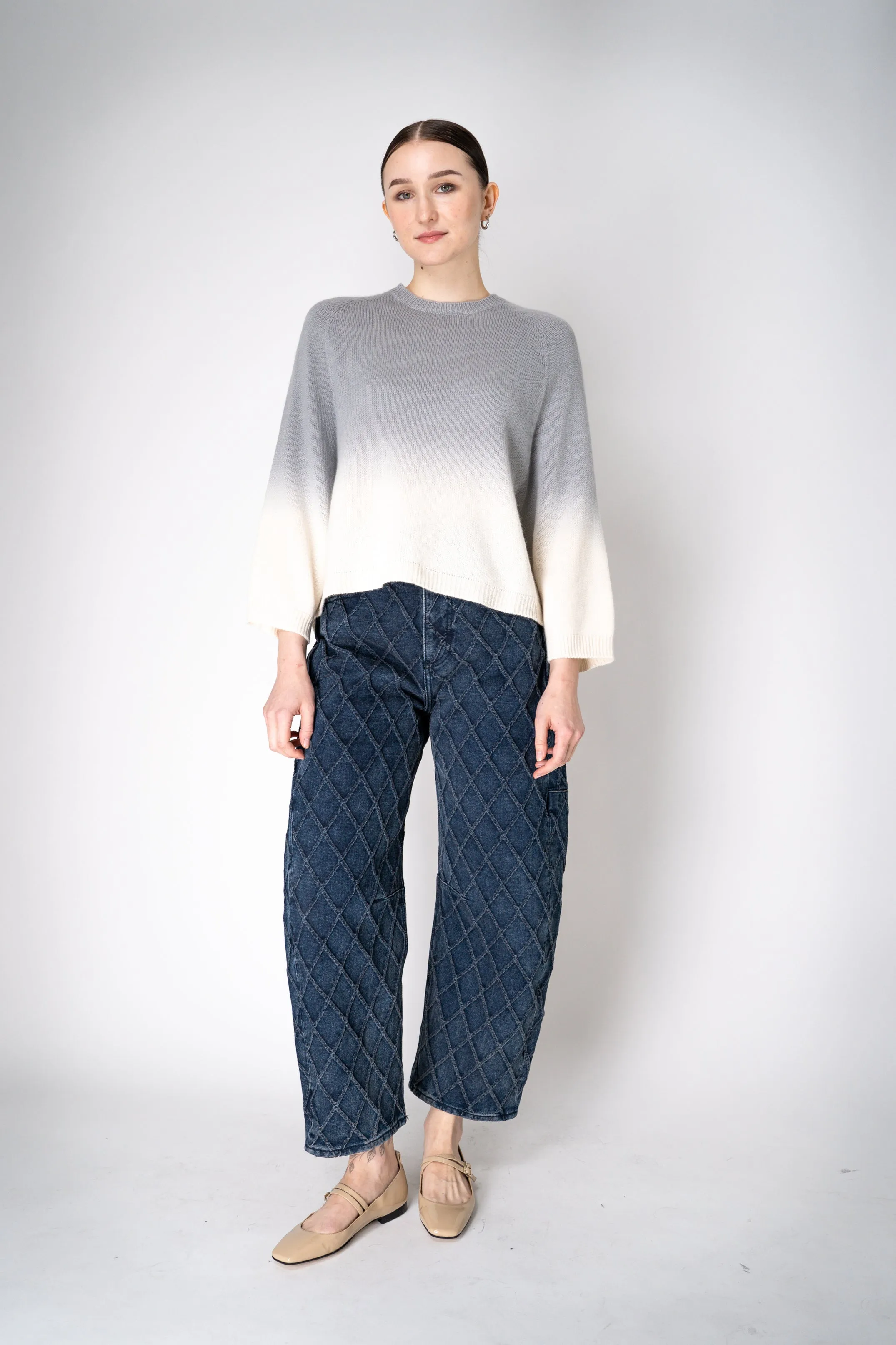 Fabiana Filippi Cashmere Blend Cropped Knit Pullover in Grey Gradient Design