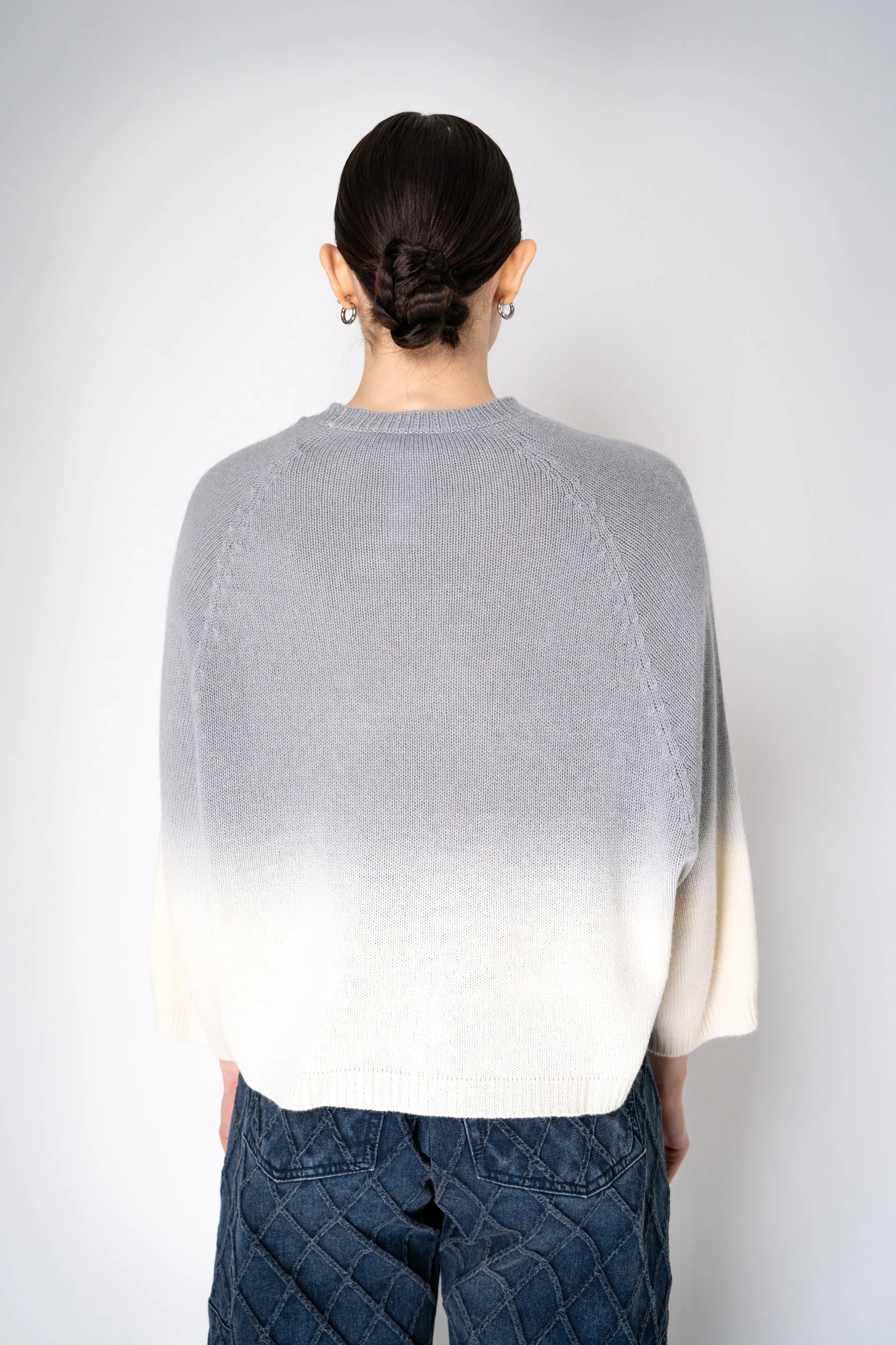 Fabiana Filippi Cashmere Blend Cropped Knit Pullover in Grey Gradient Design