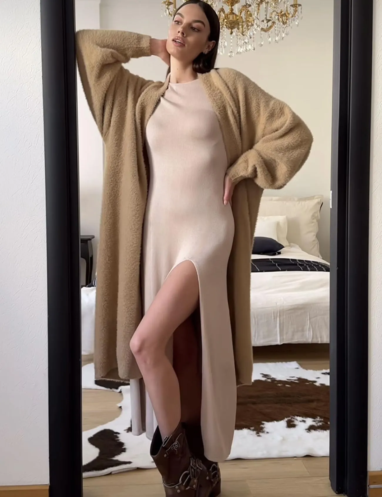 Fuzzy Long Sleeves Robe Cardigan