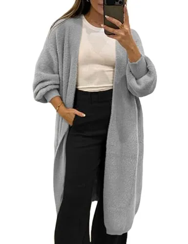 Fuzzy Long Sleeves Robe Cardigan