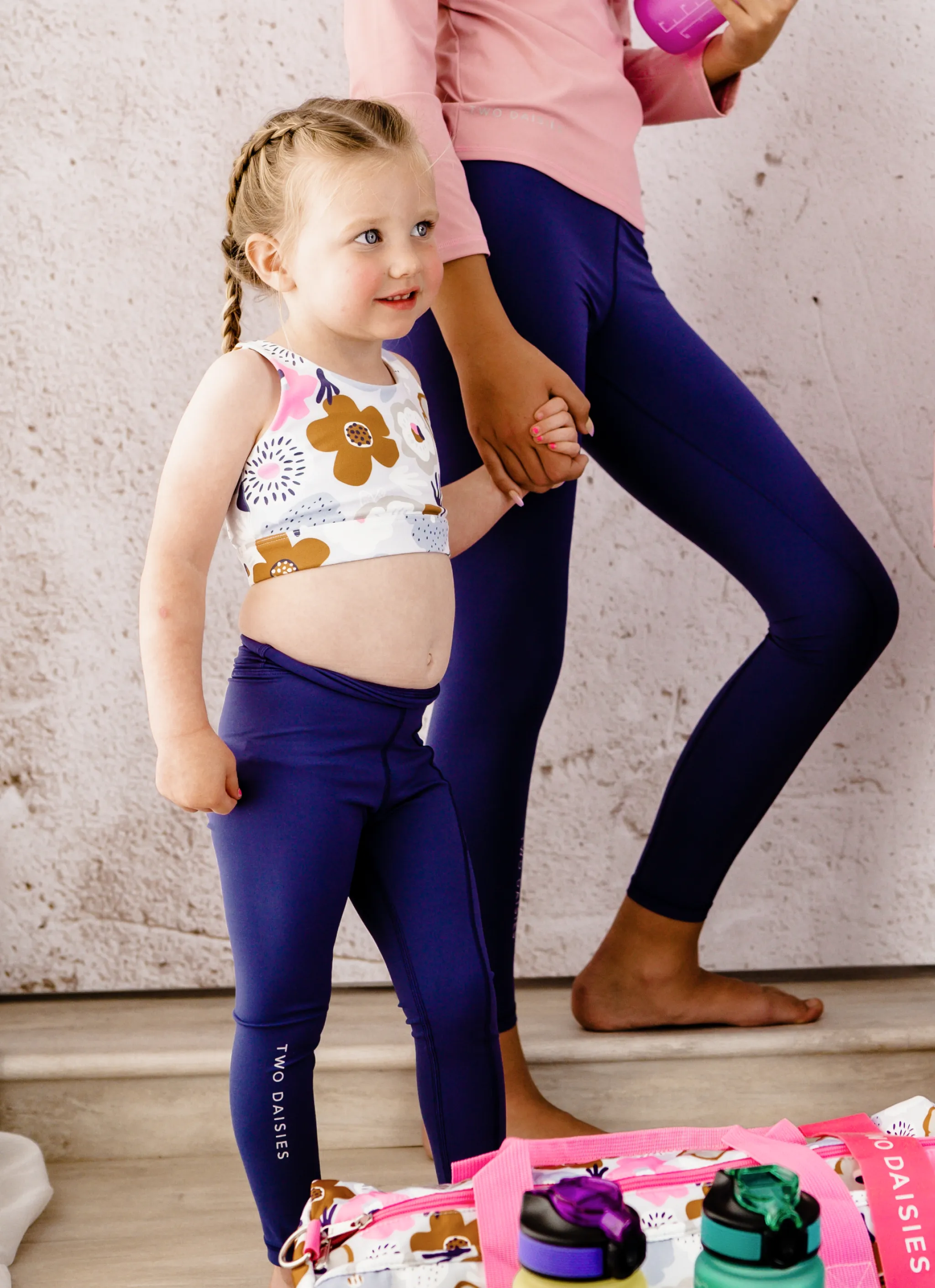 Girls High Waist Leggings - Navy