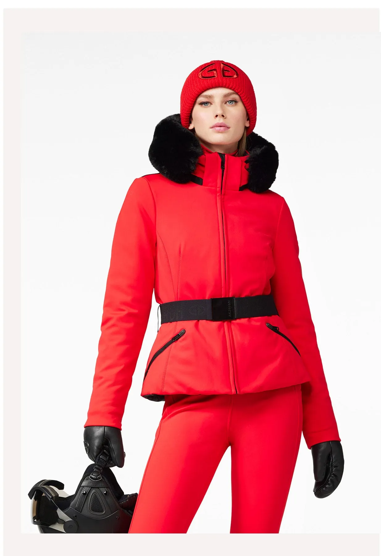 Goldbergh Hida Red Ski Jacket with Fox Fur Trimmed Hood