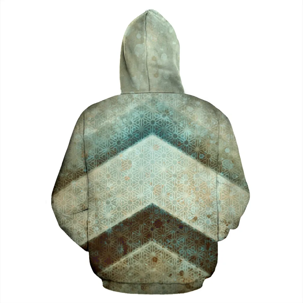 Hexagons and Paint Blobs - Green | Hoodie | Mandalazed