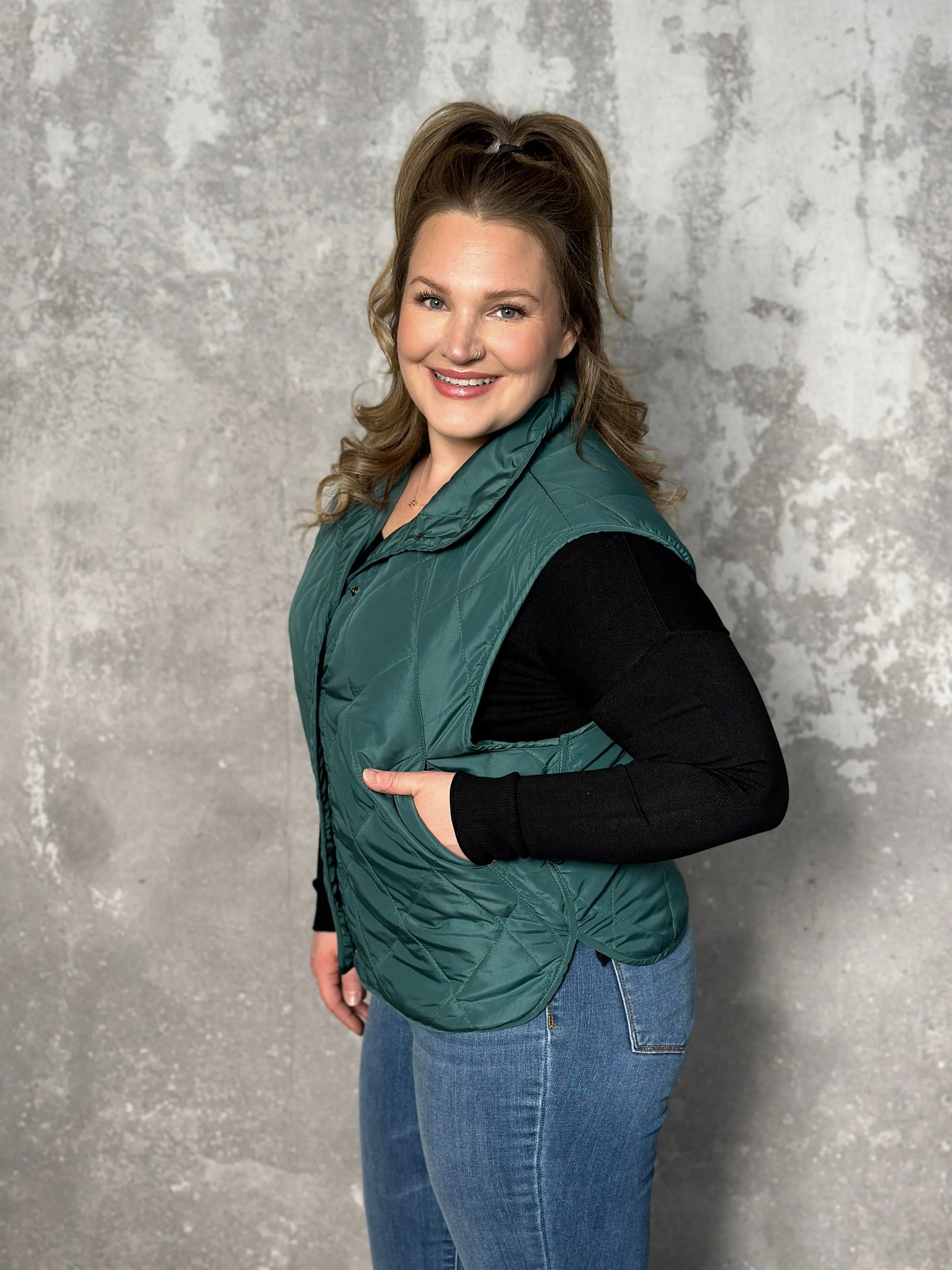 Lightweight Quilted Teal Vest  (Small - 3X)