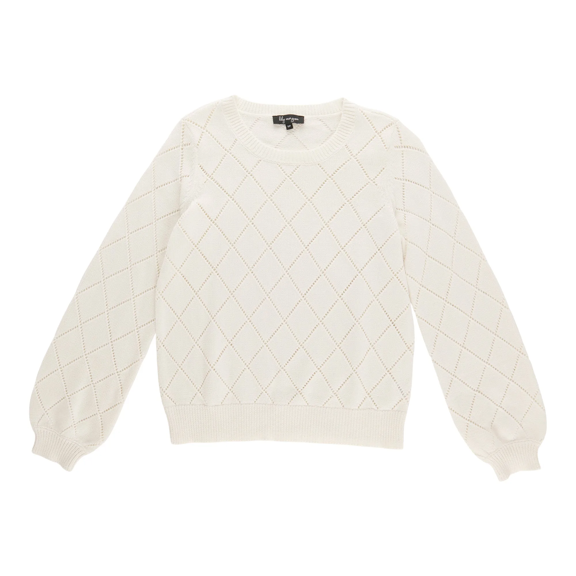 lily morgan Women's Diamond Pointelle Sweater