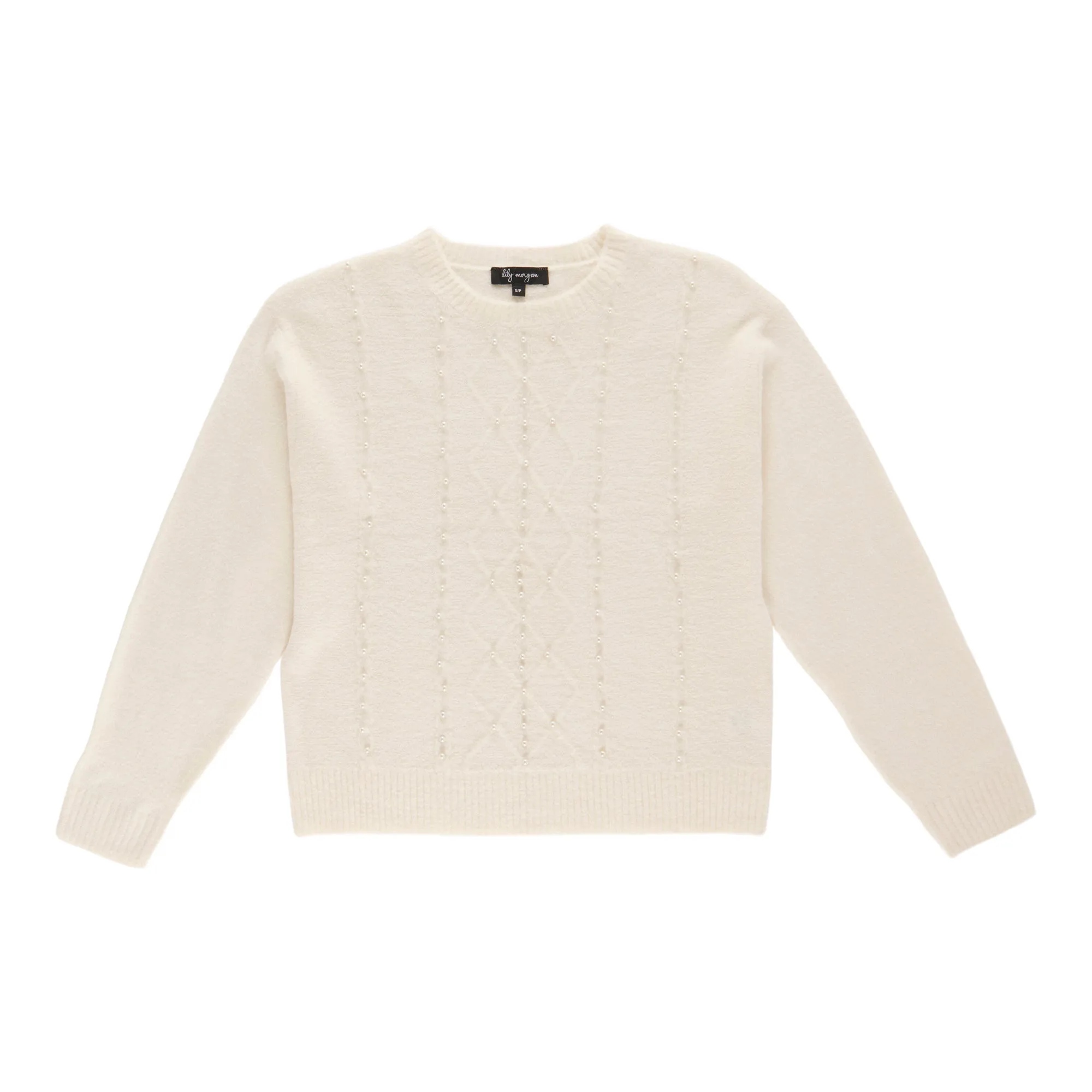 lily morgan Women's Pearl Cable Front Pullover