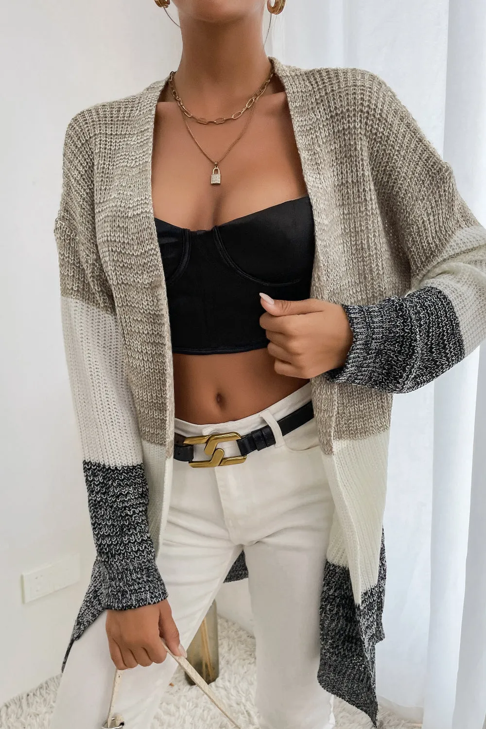 Natural Beauty Color Block Cardigan
