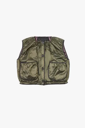 Parachute Quilt Vest - Dark Olive / Amethyst