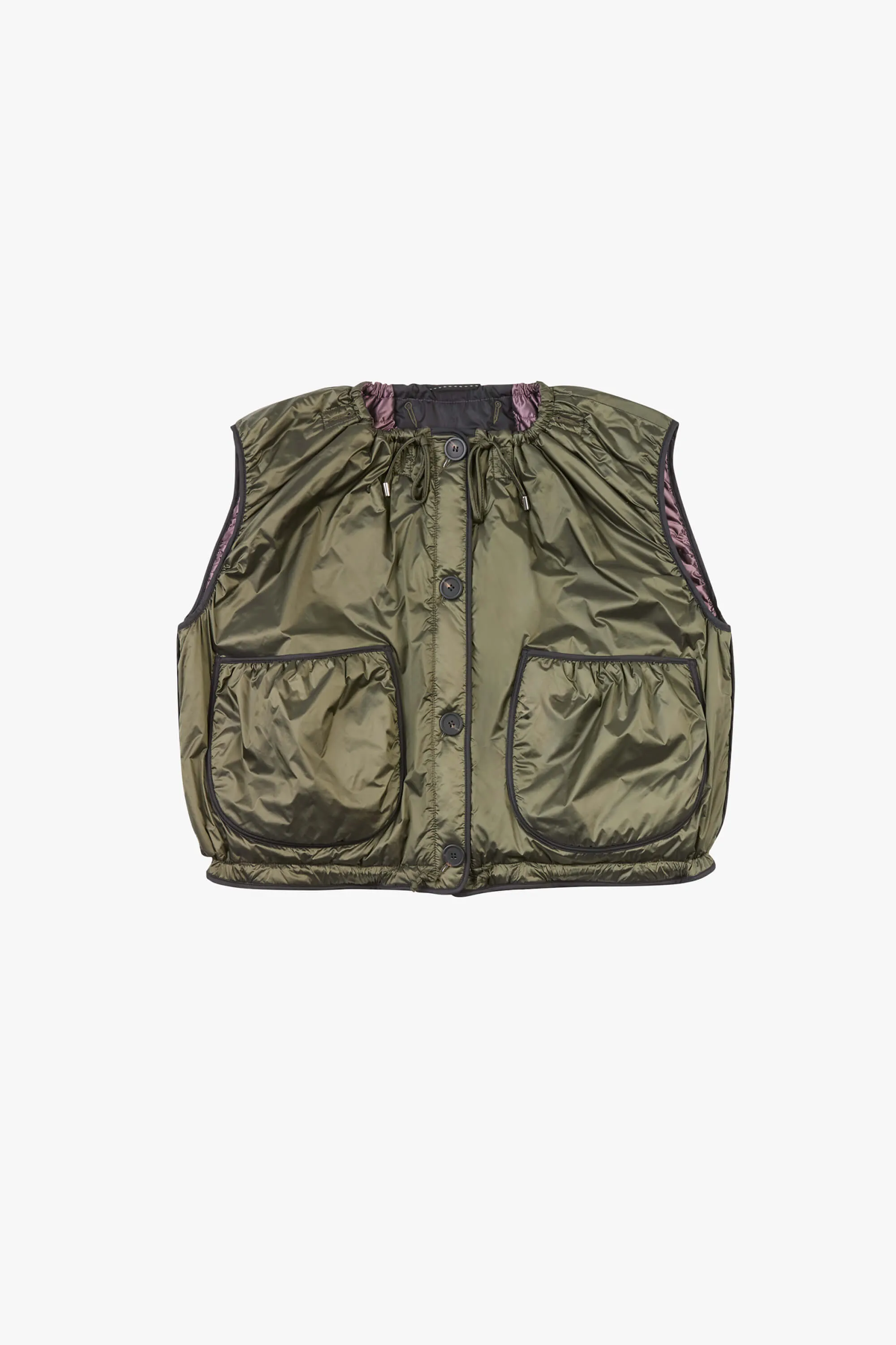 Parachute Quilt Vest - Dark Olive / Amethyst