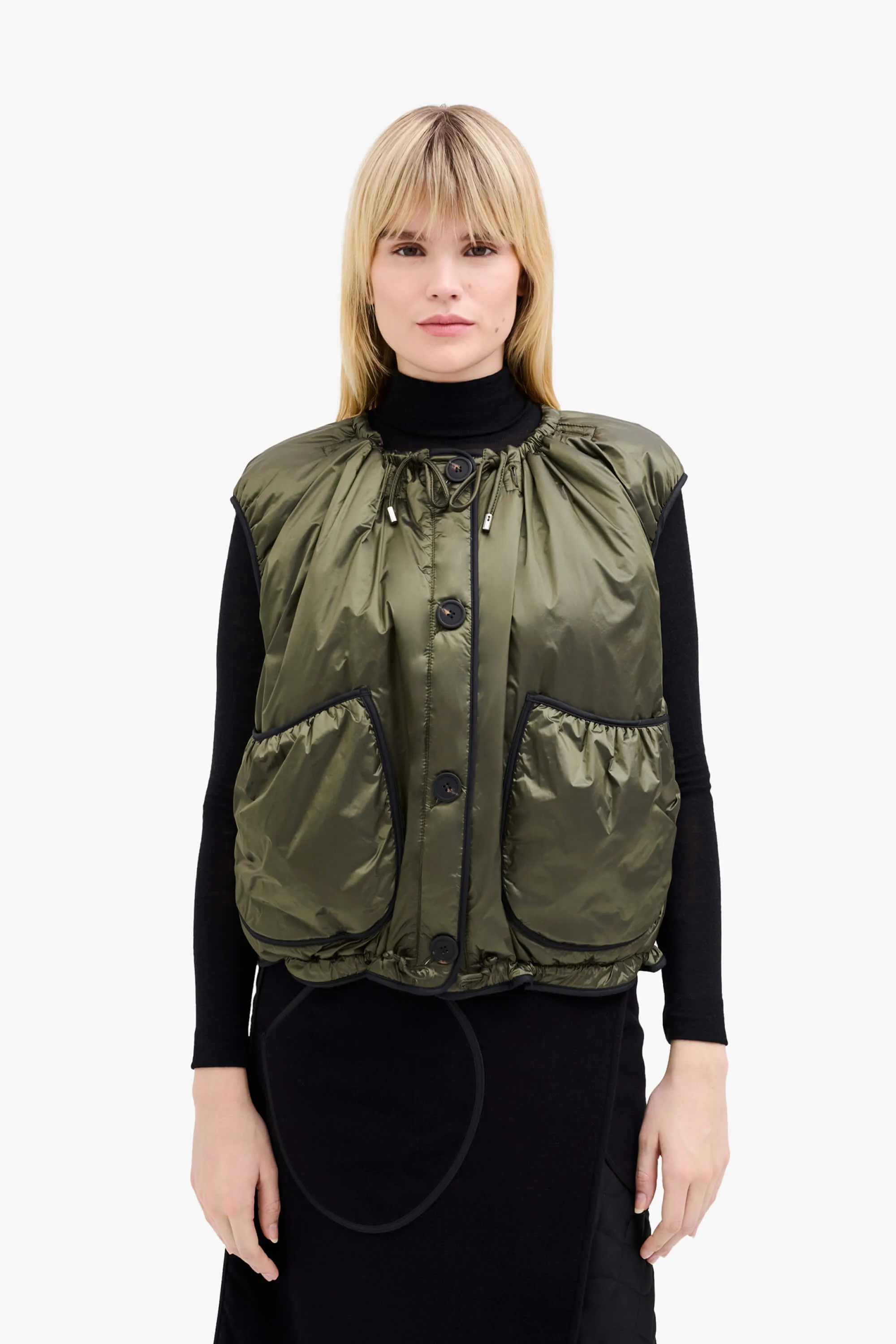 Parachute Quilt Vest - Dark Olive / Amethyst
