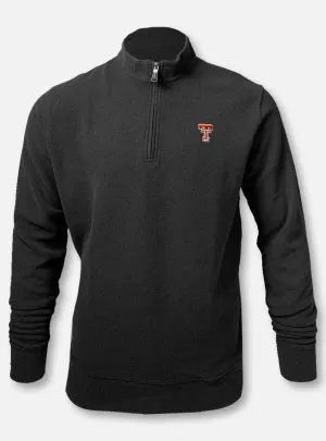 Peter Millar Texas Tech Red Raiders Double T  "Melange Fleece" Black Quarter Zip Pullover