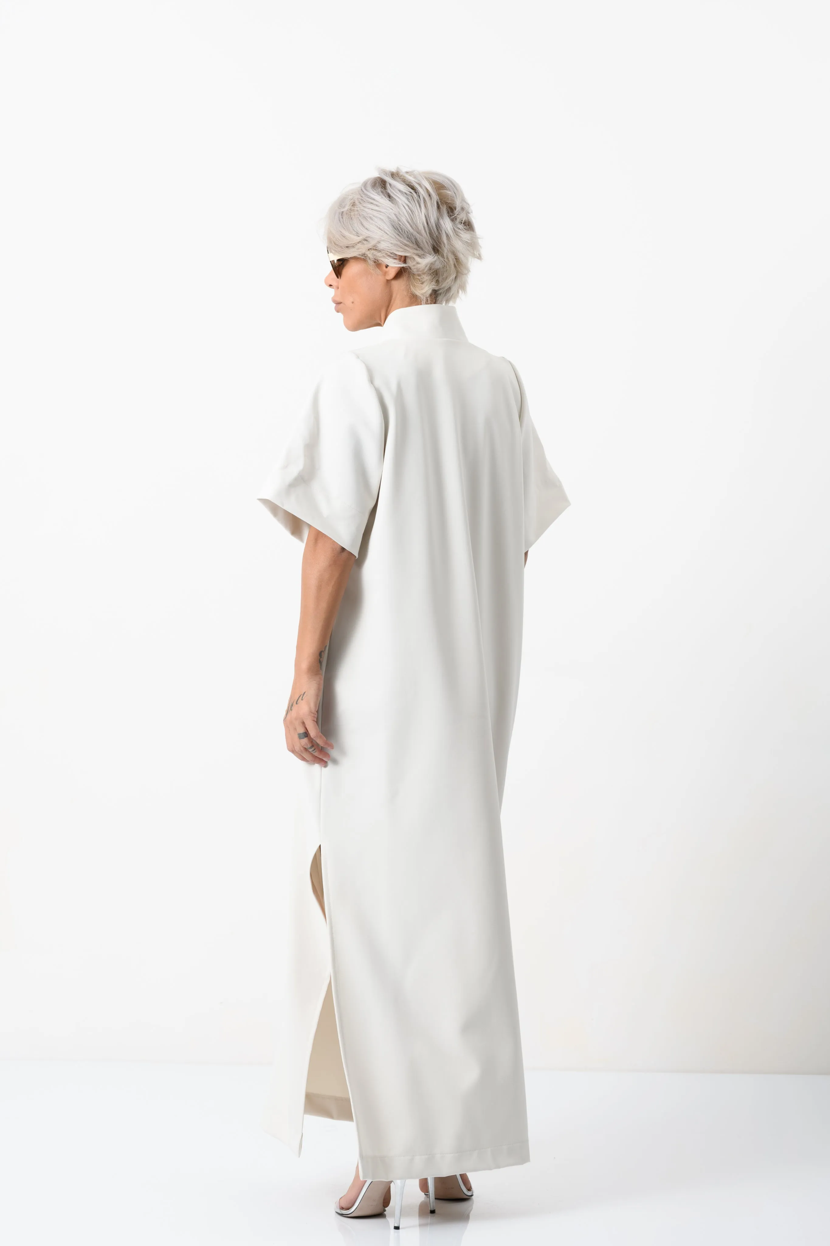 Relaxed Beige Shirt Dress