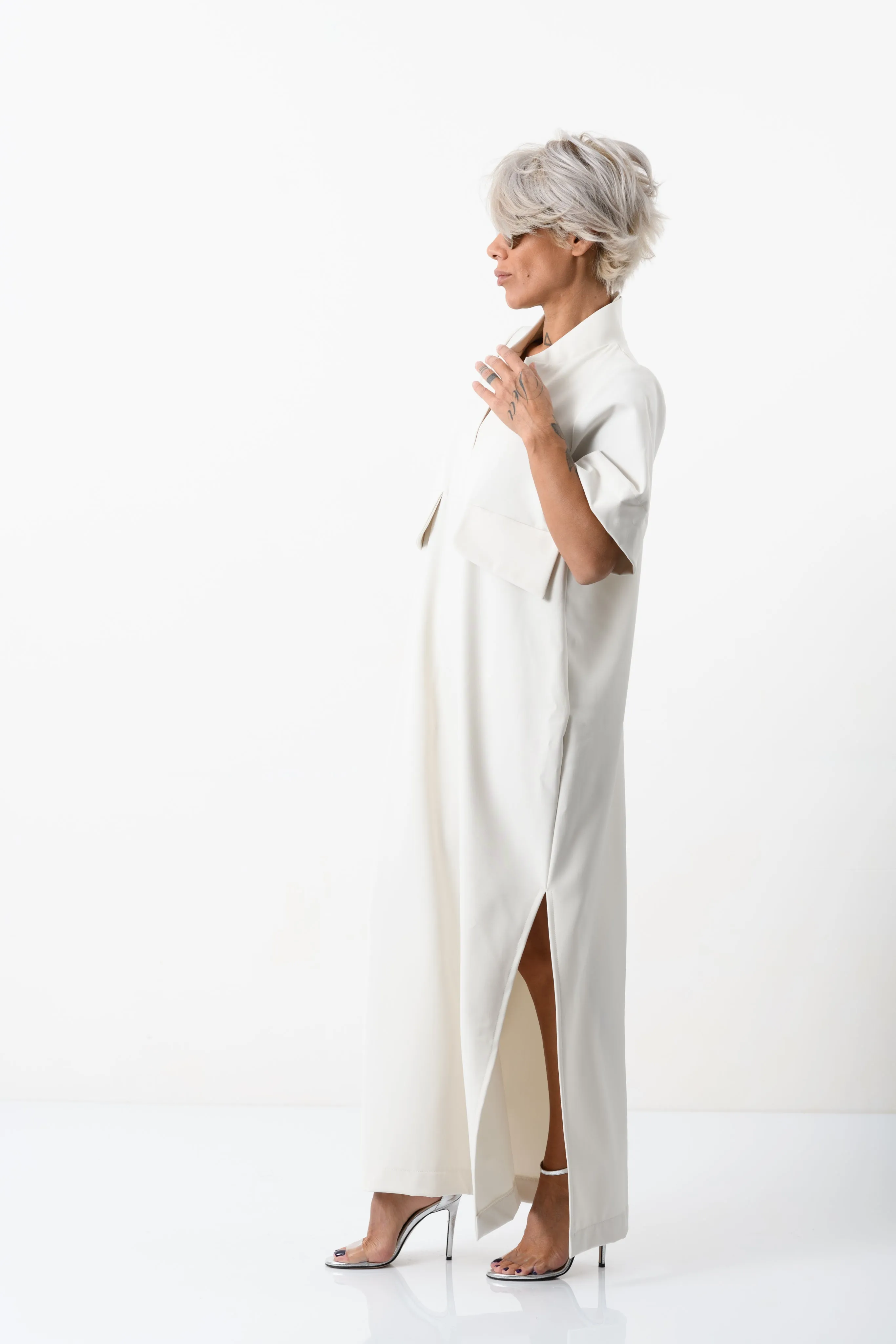 Relaxed Beige Shirt Dress