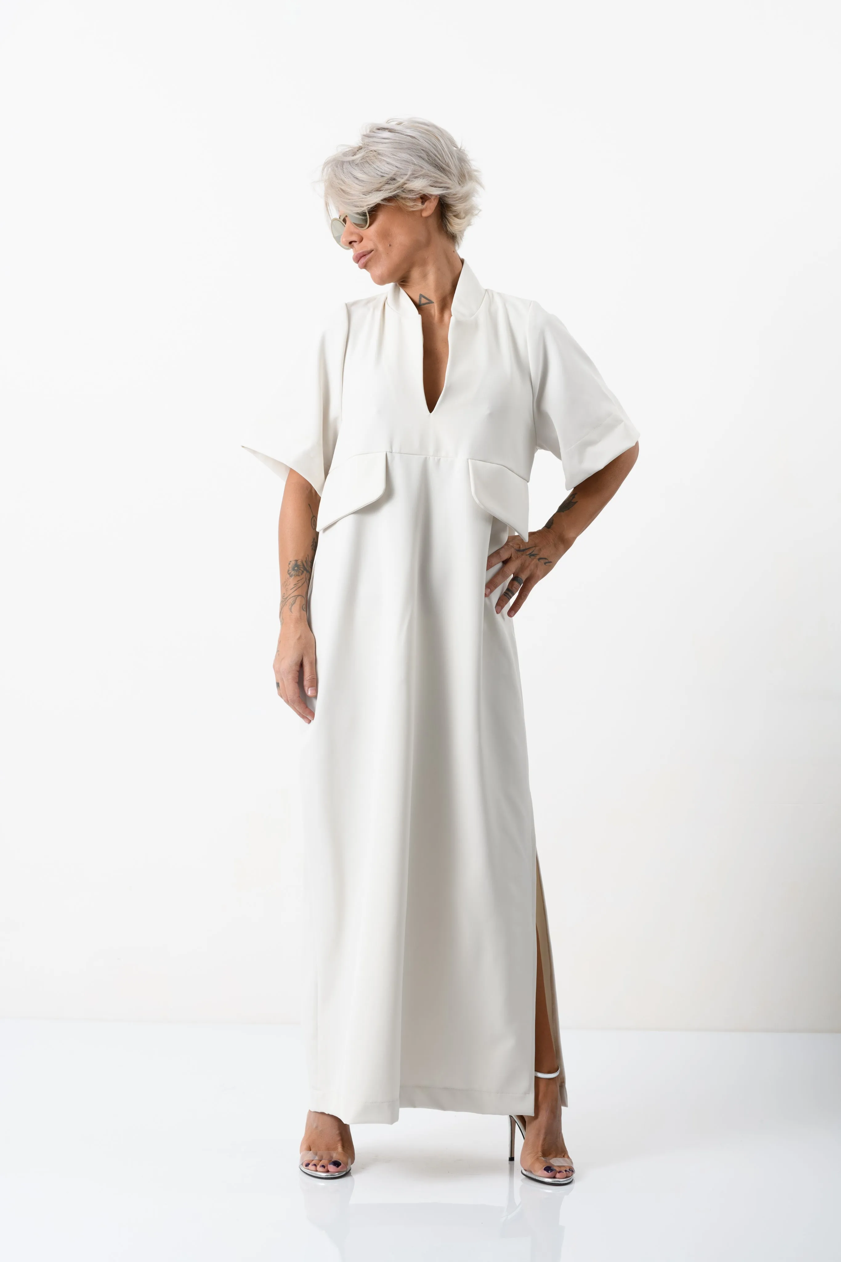 Relaxed Beige Shirt Dress