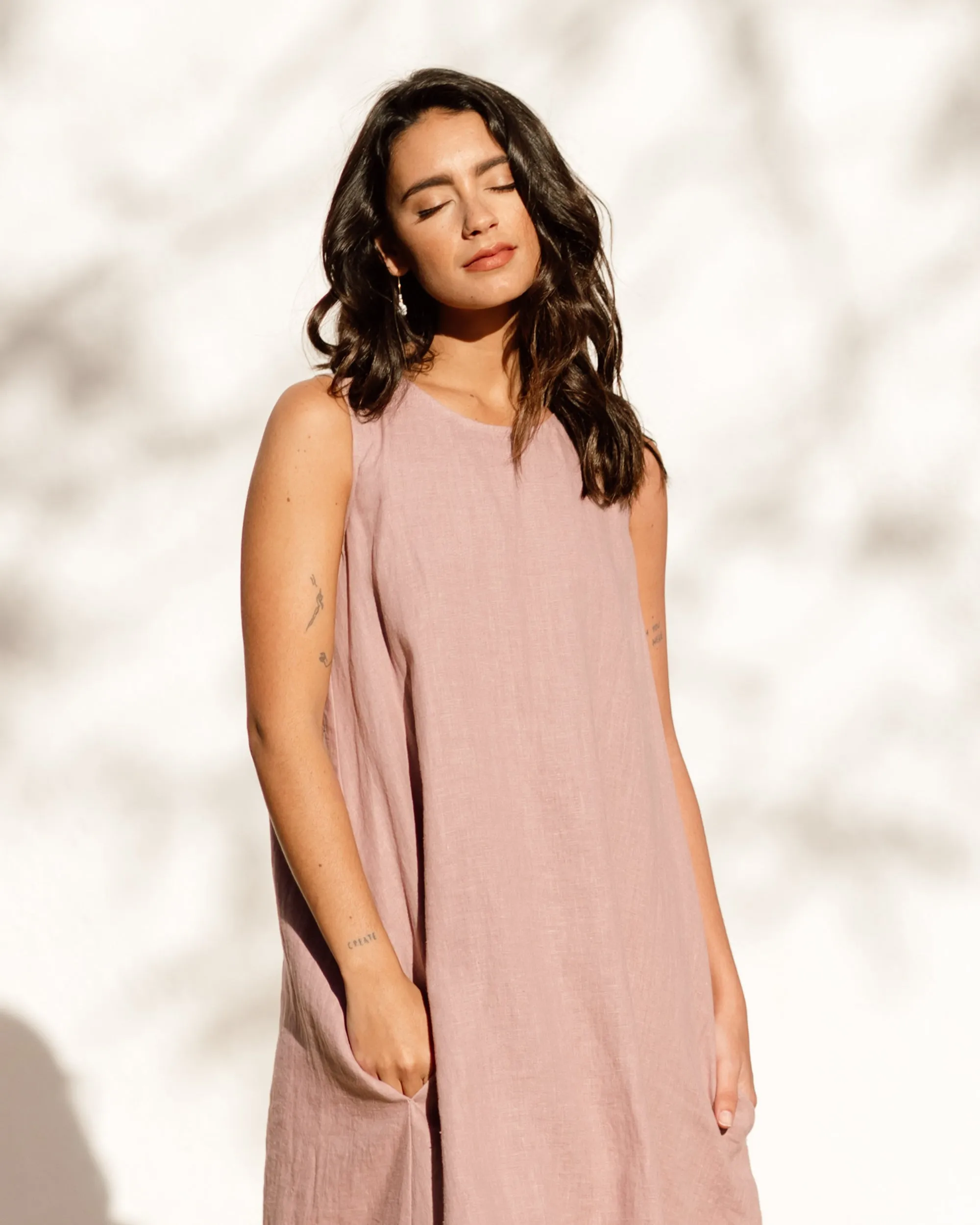 Royal TOSCANA linen dress in Woodrose