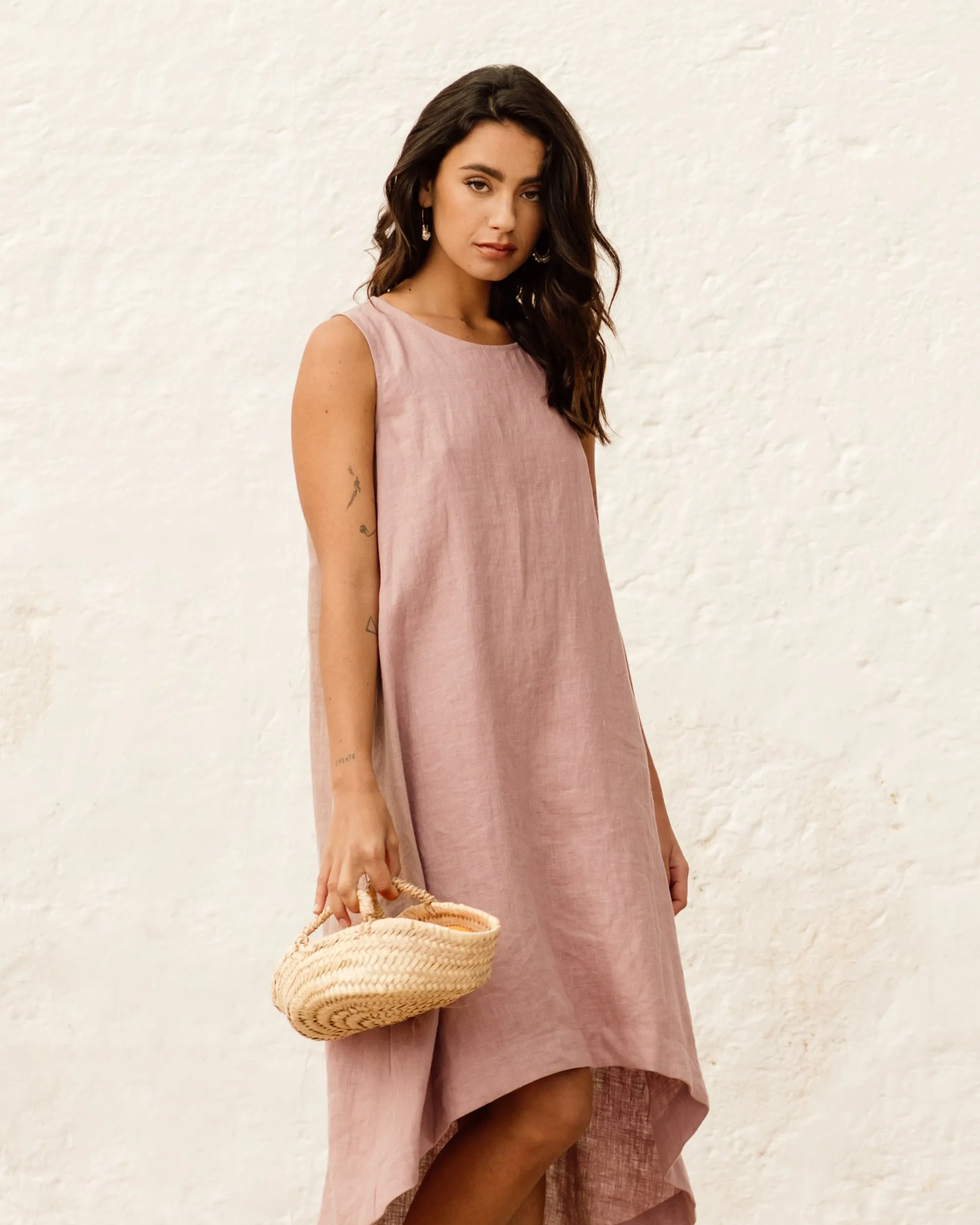 Royal TOSCANA linen dress in Woodrose