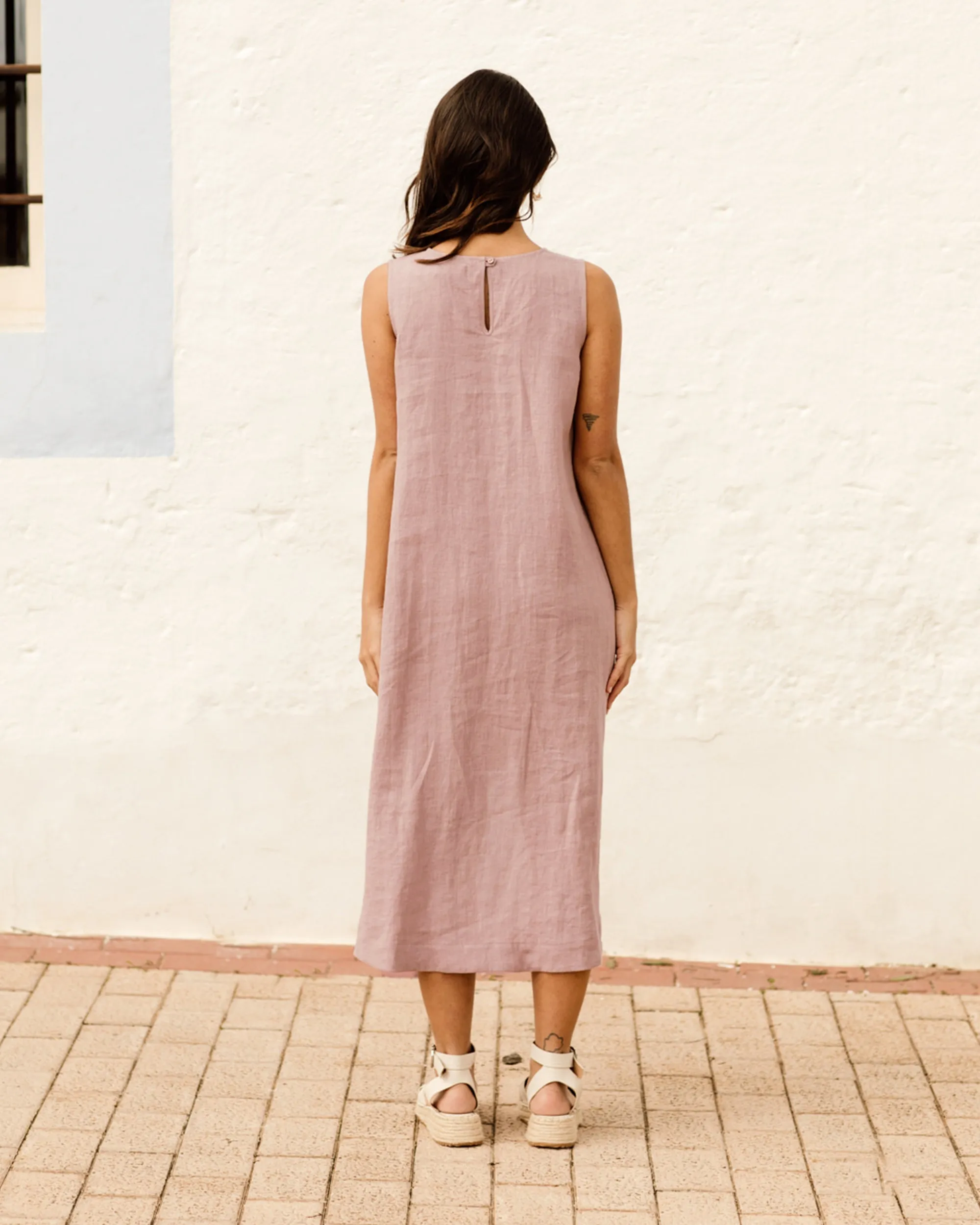 Royal TOSCANA linen dress in Woodrose