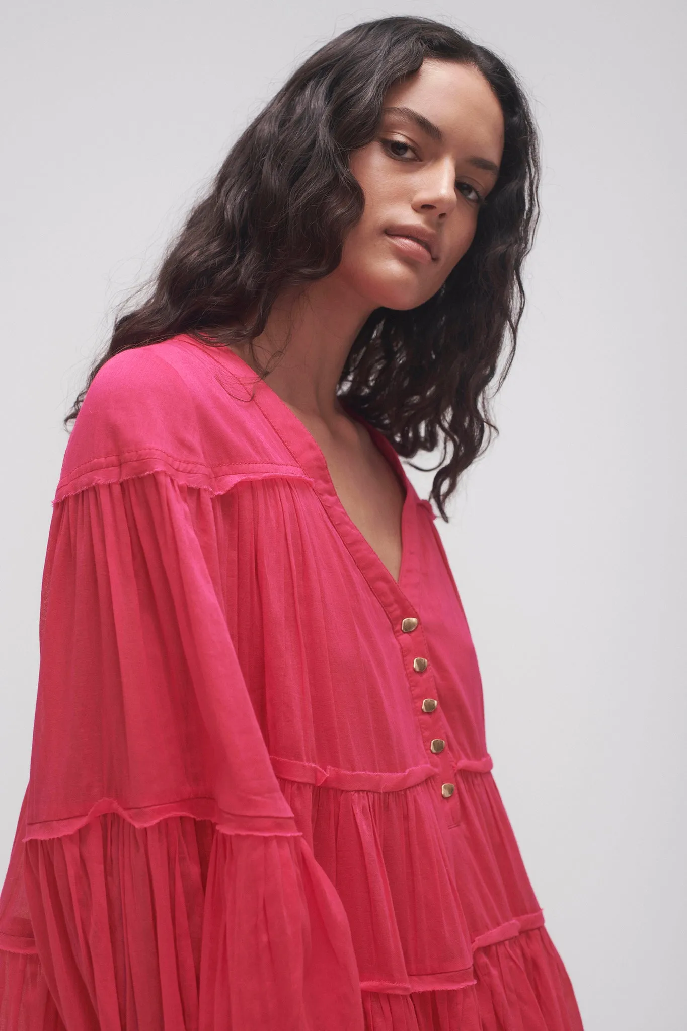 Sally Tiered Plunge Mini Dress
