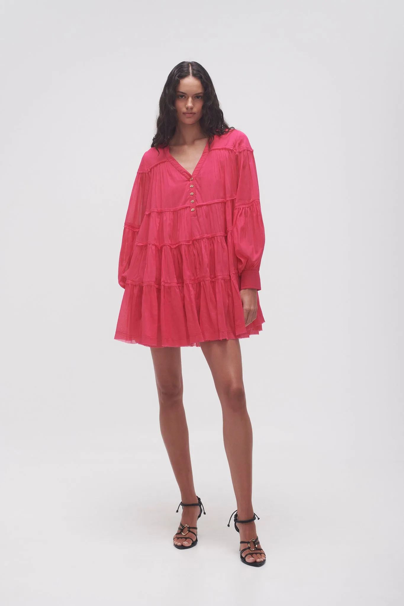 Sally Tiered Plunge Mini Dress