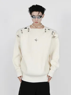Star Buckle Shoulder Sweater