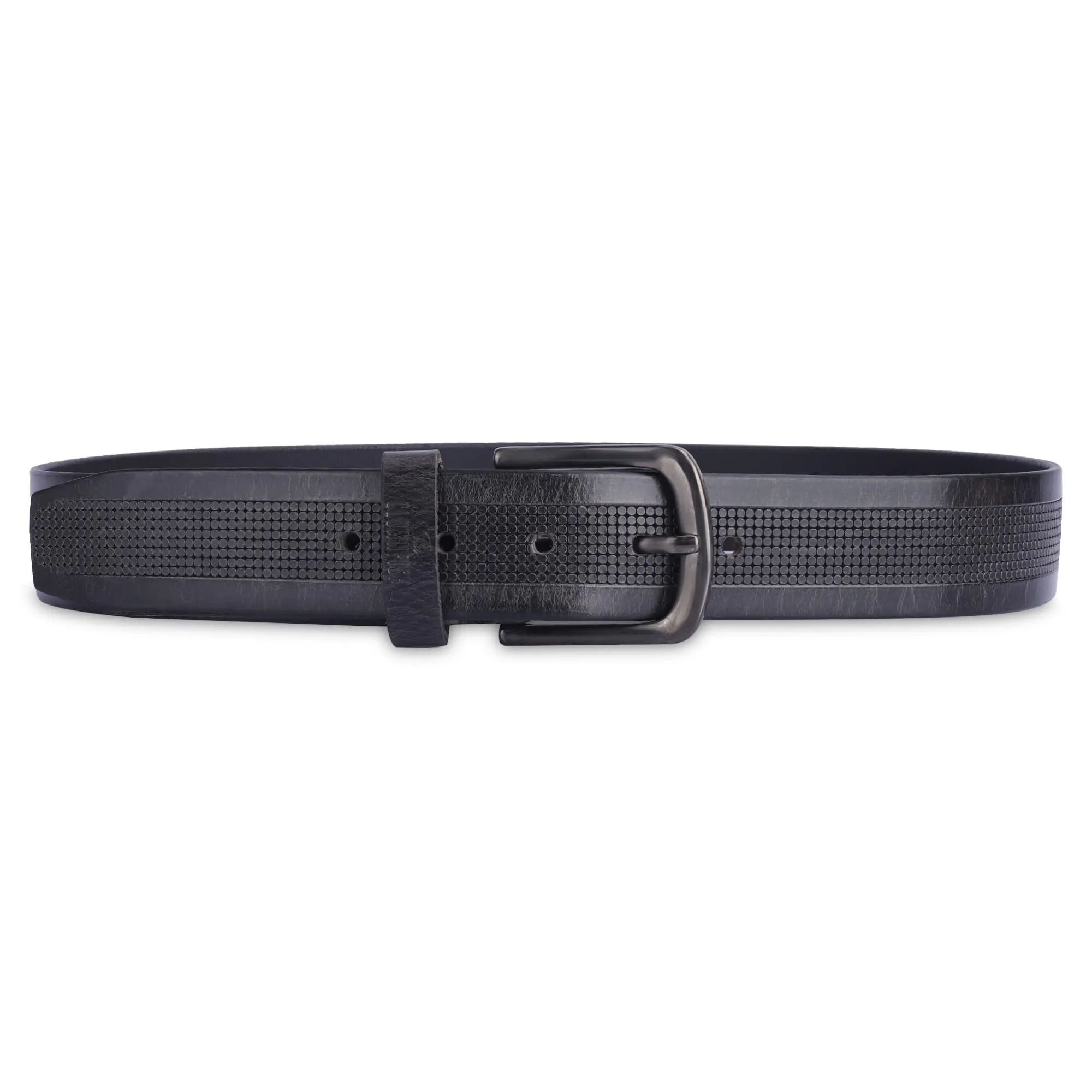 THE CLOWNFISH Men's Genuine Leather Belt with Textured Design -Black (Size - 40 inches)