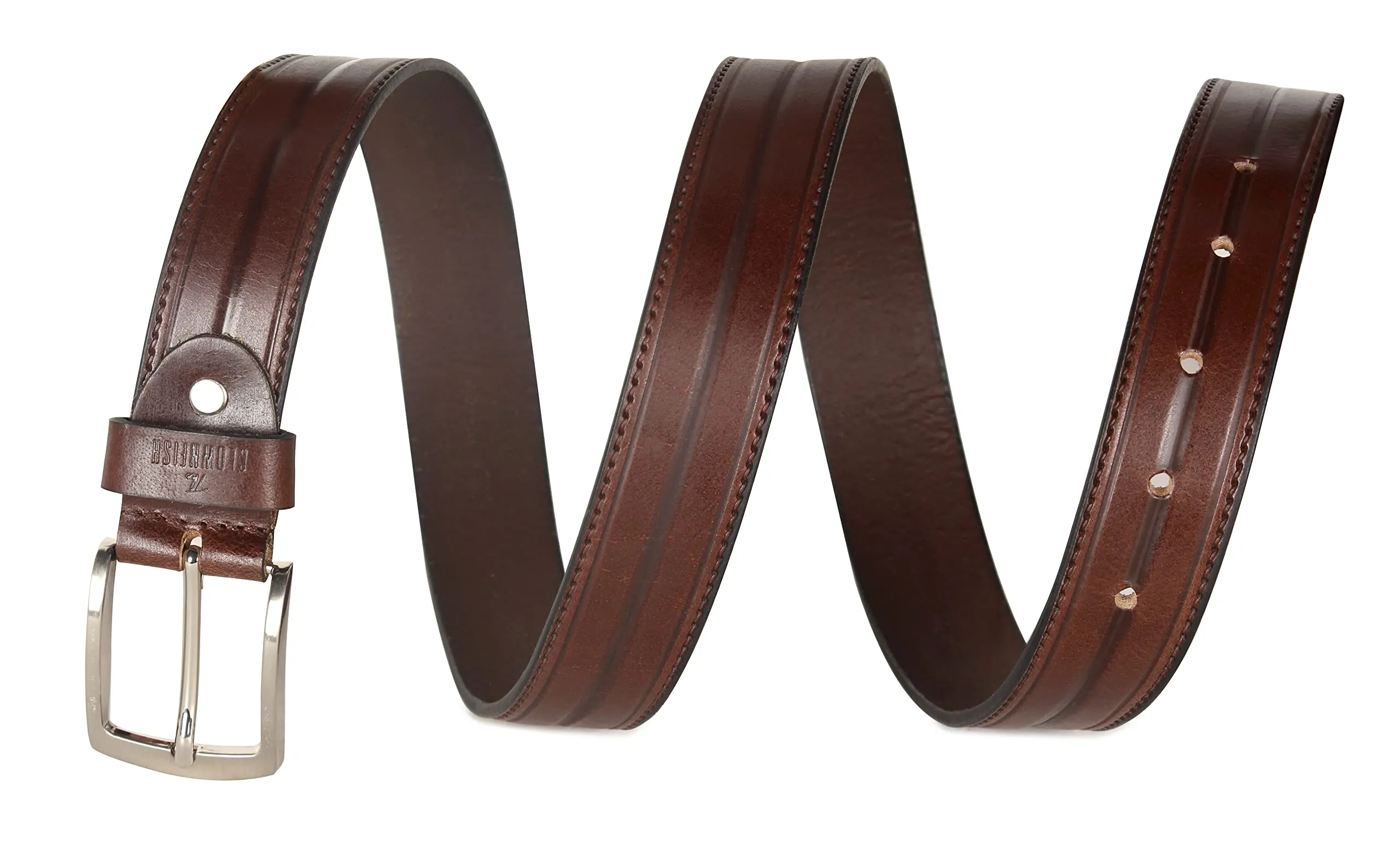 THE CLOWNFISH Men's Genuine Leather Belt with Textured/Embossed Design-Chocolate Brown (Size-36 inches)