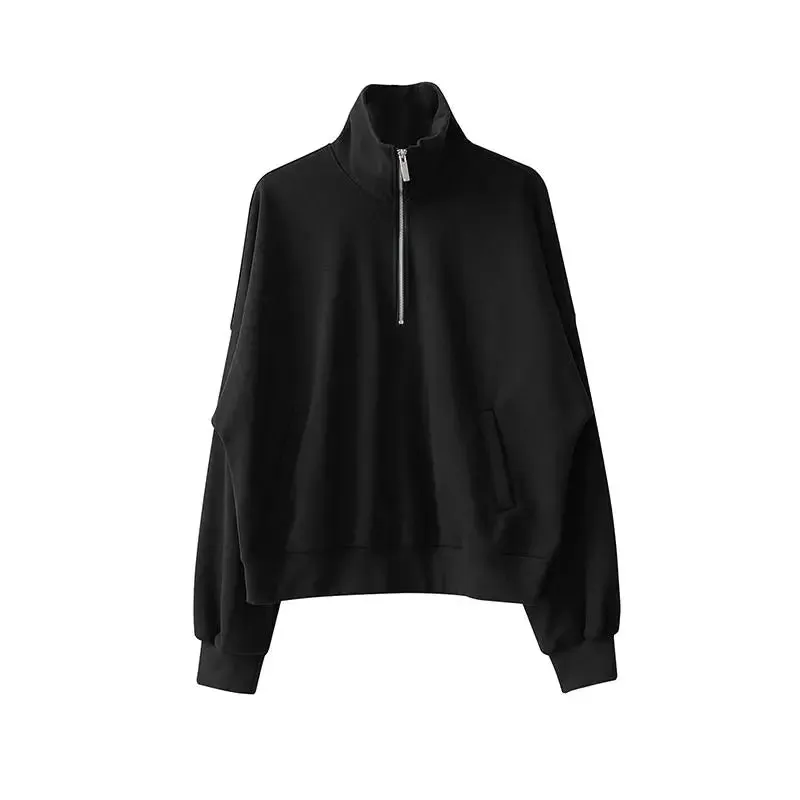 WIAOFELLAS  -  Autumn Winter Handsome Zipper Turtleneck Sweatshirt Men's Oversize Loose Casual High Street Hoodies Jackets Male Clothes