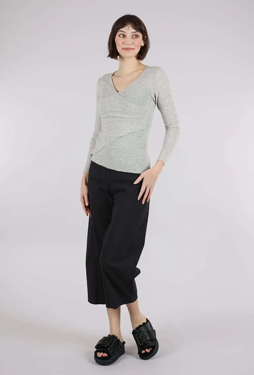 Wool Asym Trim Top, Dawn Gray