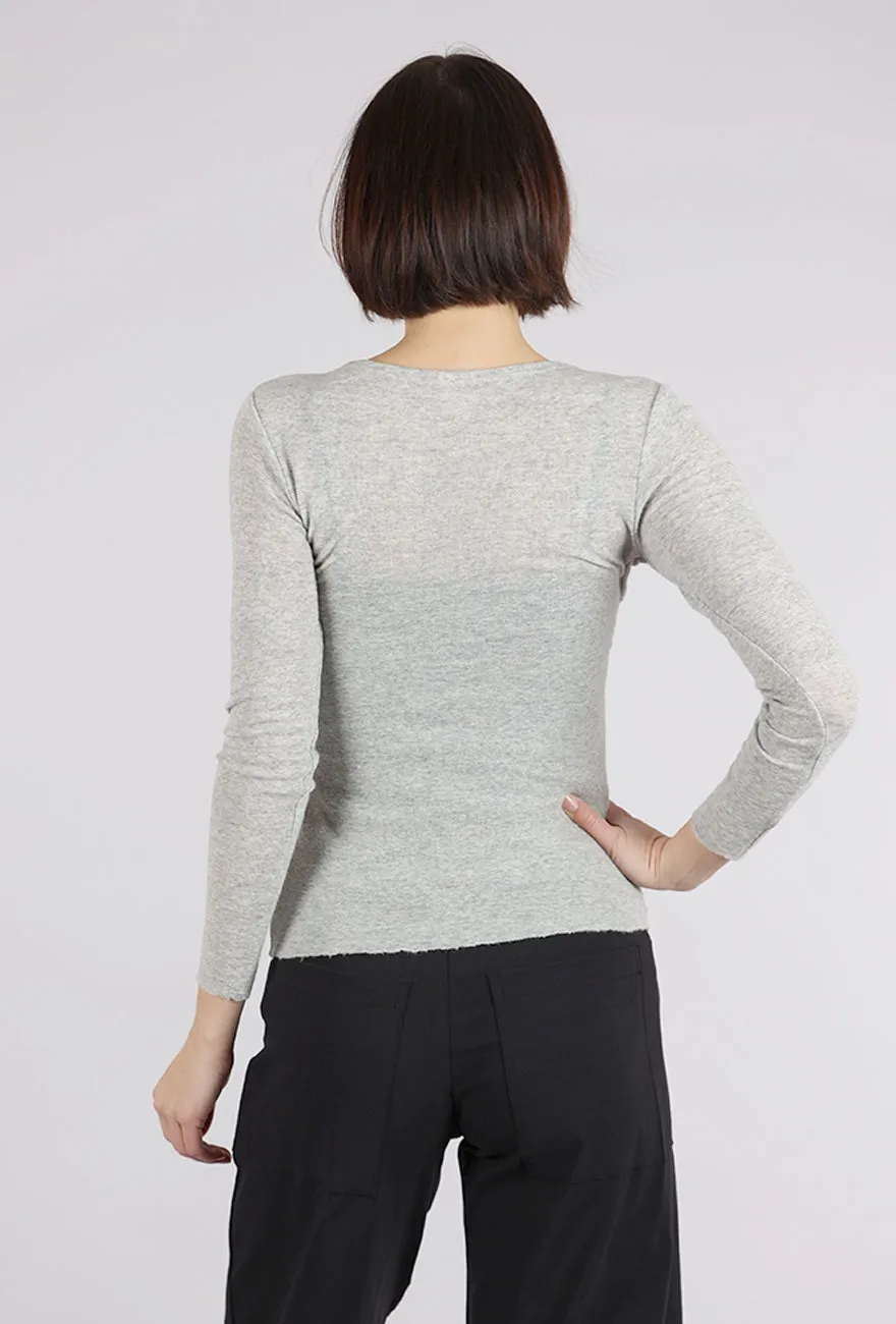 Wool Asym Trim Top, Dawn Gray